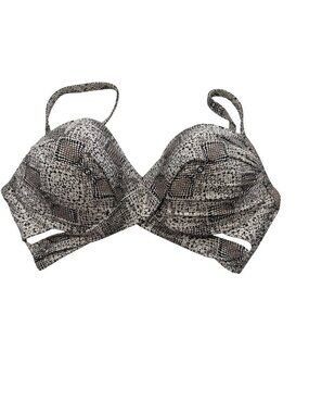 NWT Coco Reef Black & White, Brown Bra Bikini Top Sized 32/34E Nylon/Spandex Adj